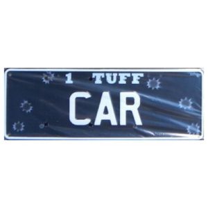 Novelty Number Plate - 1 Tuff Car - Bulletholes