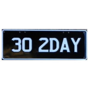 Novelty Number Plate - 30 2day - White On Black