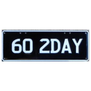 Novelty Number Plate - 60 2day - White On Black