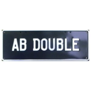 Novelty Number Plate - Ab Double White On Black