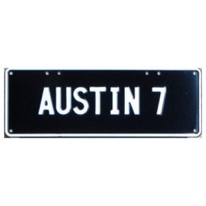 Novelty Number Plate - Austin 7 - White On Black - Standard