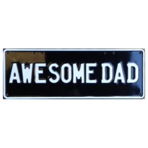 Novelty Number Plate - Awesome Dad White On Black