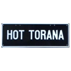 Novelty Number Plate - Hot Torana - White On Black