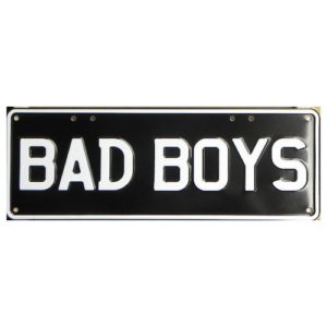 Novelty Number Plate - Bad Boys - White On Black
