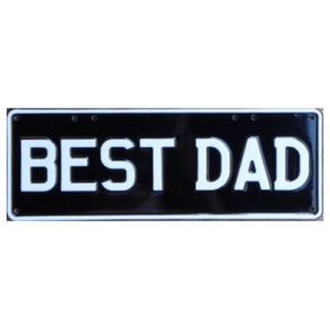 Novelty Number Plate - Best Dad - White On Black