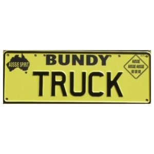 Novelty Number Plate - Bundy Truck Black On Yellow New Series