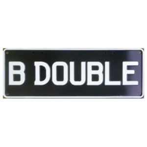 Novelty Number Plate - B Double White On Black