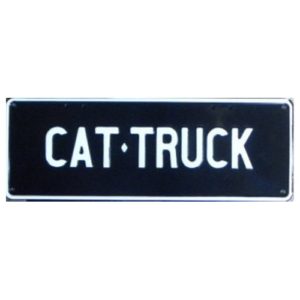 Novelty Number Plate - Cat Truck White On Black