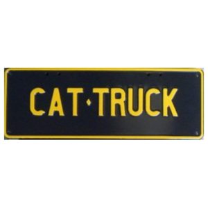 Novelty Number Plate - Cat Truck Yellow On Black