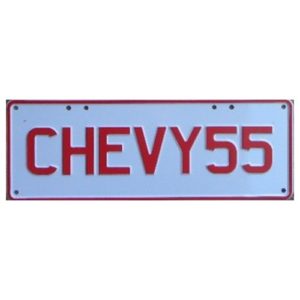 Novelty Number Plate - Chevy55 Red On White