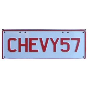 Novelty Number Plate - Chevy57 Red On White
