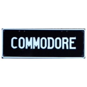 Novelty Number Plate - Commodore White On Black