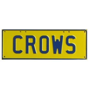 Novelty Number Plate - Crows Navy On Yellow