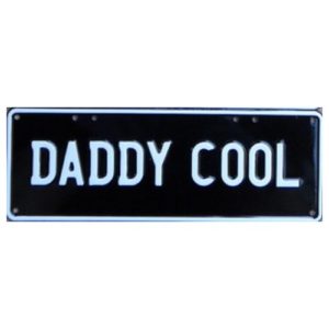 Novelty Number Plate - Daddy Cool White On Black