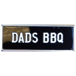 Novelty Number Plate - Dads Bbq White On Black