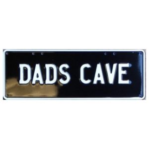 Novelty Number Plate - Dads Cave White On Black