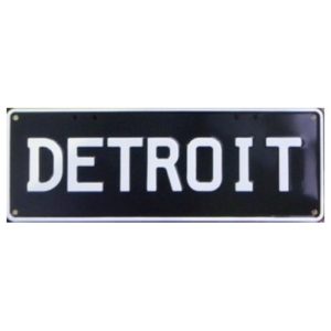Novelty Number Plate - Detroit White On Black