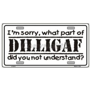 USA Novelty Number Plate - Dilligaf Understand
