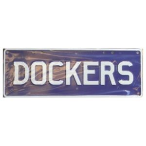 Novelty Number Plate - Dockers White On Purple