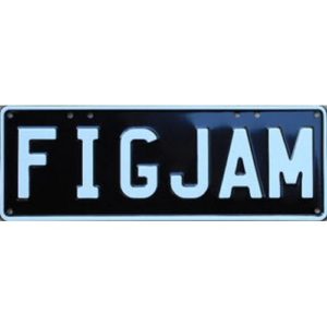 Novelty Number Plate - Figjam White On Black