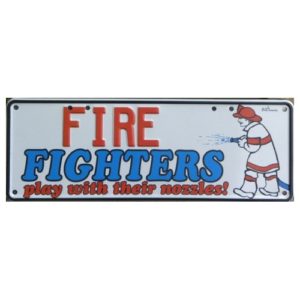 Novelty Number Plate - Fire Fighters - Play Nozzles - White