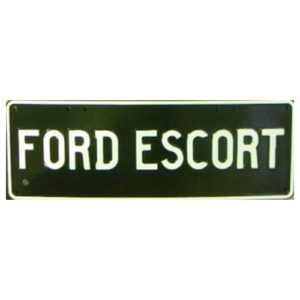 Novelty Number Plate - Ford Escort White On Black