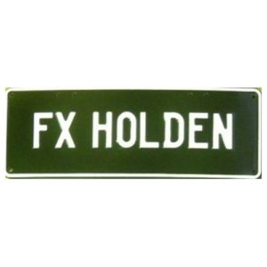 Novelty Number Plate - FX Holden White On Black