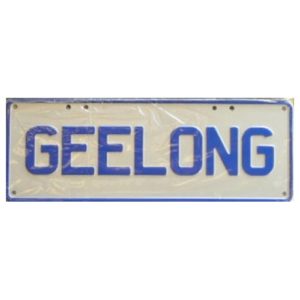 Novelty Number Plate - Geelong Navy On White