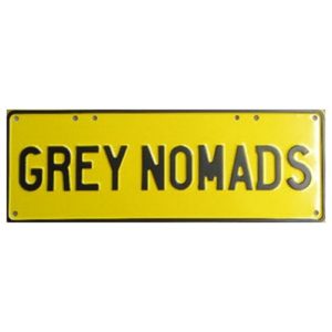 Novelty Number Plate - Grey Nomads - Black On Yellow