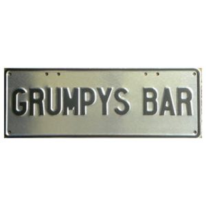 Novelty Number Plate - Grumpys Bar Black On Silver