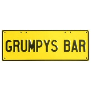 Novelty Number Plate - Grumpys Bar Black On Yellow