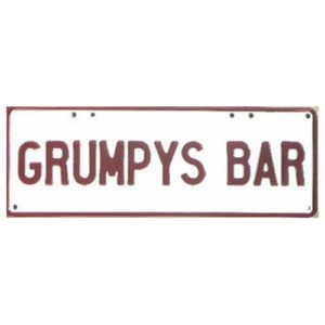 Novelty Number Plate - Grumpys Bar Maroon On White