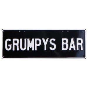 Novelty Number Plate - Grumpys Bar White On Black