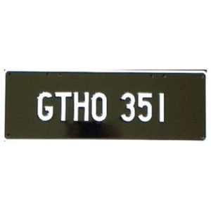 Novelty Number Plate - GTHO  351 - White On Black