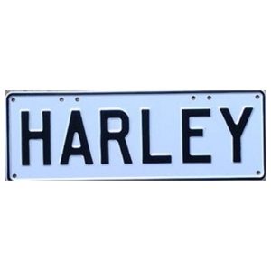 Novelty Number Plate - Harley Black On White