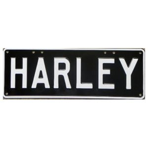 Novelty Number Plate - Harley White On Black