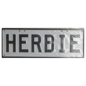 Novelty Number Plate - Herbie - Black On White