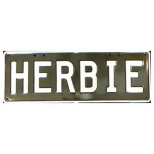 Novelty Number Plate - Herbie - White On Black