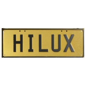 Novelty Number Plate - Hilux - Black On Gold