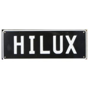 Novelty Number Plate - Hilux - White On Black