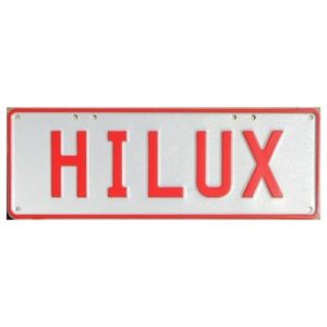 Novelty Number Plate - Hilux - Red On White