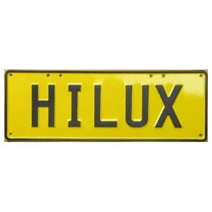 Novelty Number Plate - Hilux Black On Yellow