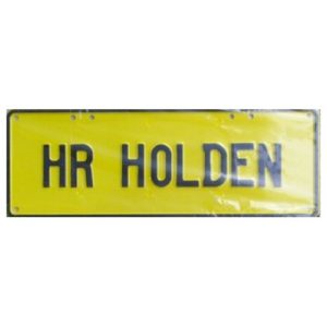 Novelty Number Plate - HR Holden - Black On Yellow