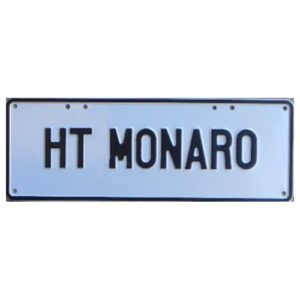 Novelty Number Plate - HT Monaro Black On White