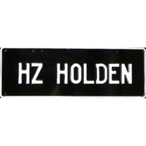 Novelty Number Plate - Hz Holden - White On Black