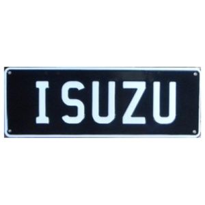 Novelty Number Plate - Isuzu White On Black
