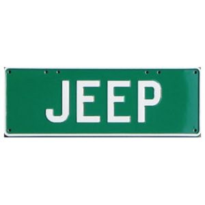 Novelty Number Plate - Jeep White On Green