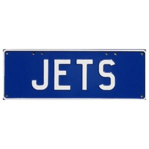 Novelty Number Plate - Jets White On Blue