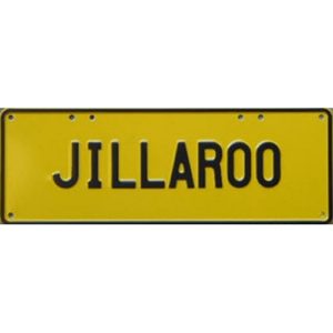 Novelty Number Plate - Jillaroo Black On Yellow