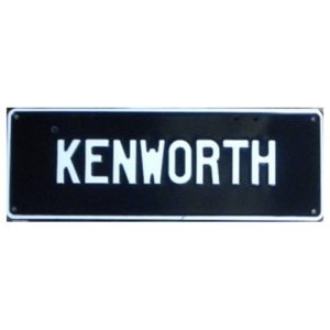 Novelty Number Plate - Kenworth White On Black